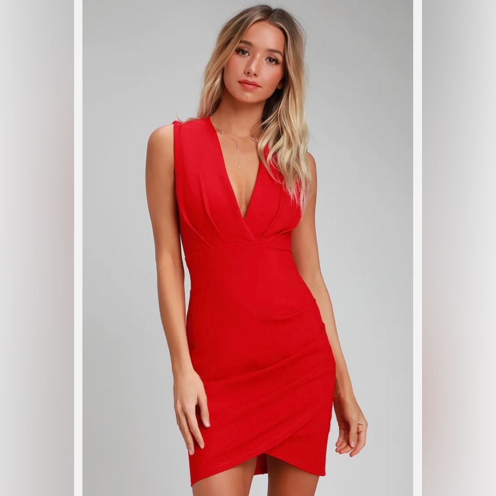Cocktail hour red wrap dress